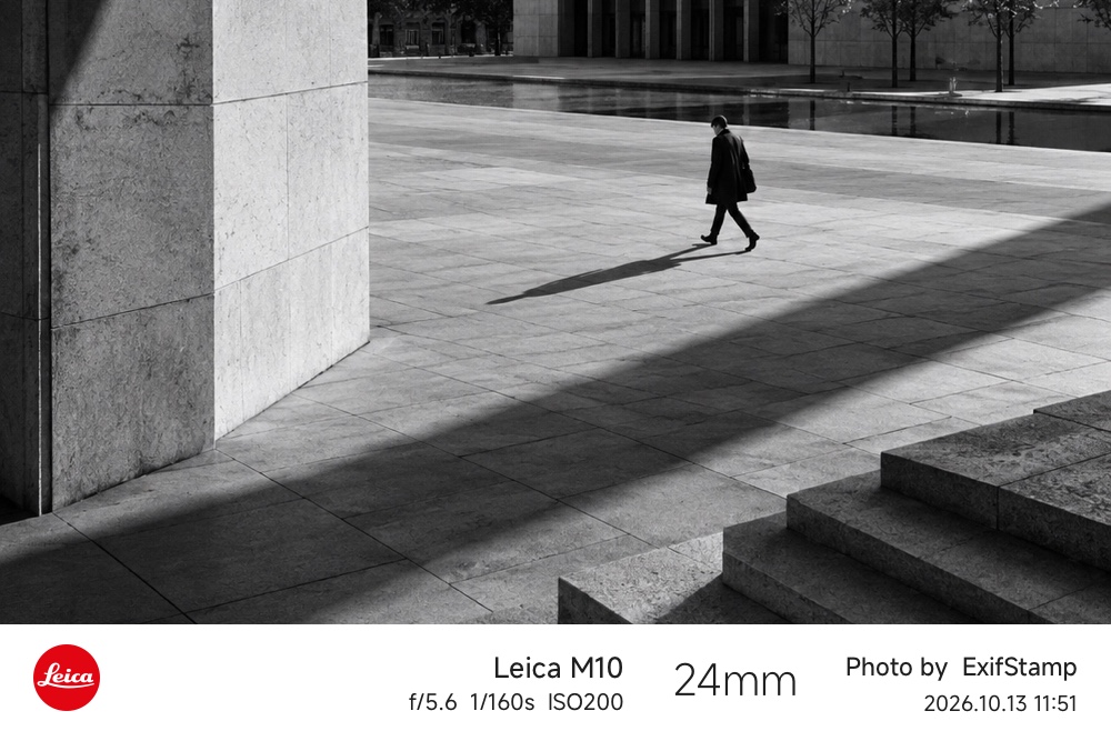 Classic Plate template: a black-and-white street scene with camera details